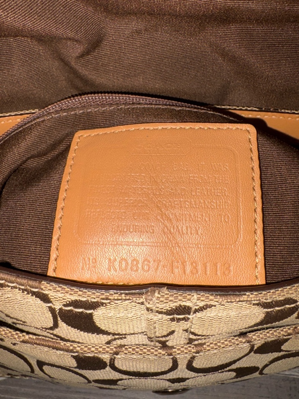 Coach Khaki Signature Canvas Shoulder Bag with Tan Buckle - Picture 8 of 9